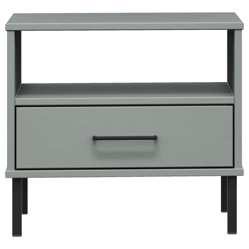 Kirina 50cm W Solid Wood Bedside Table, Grey