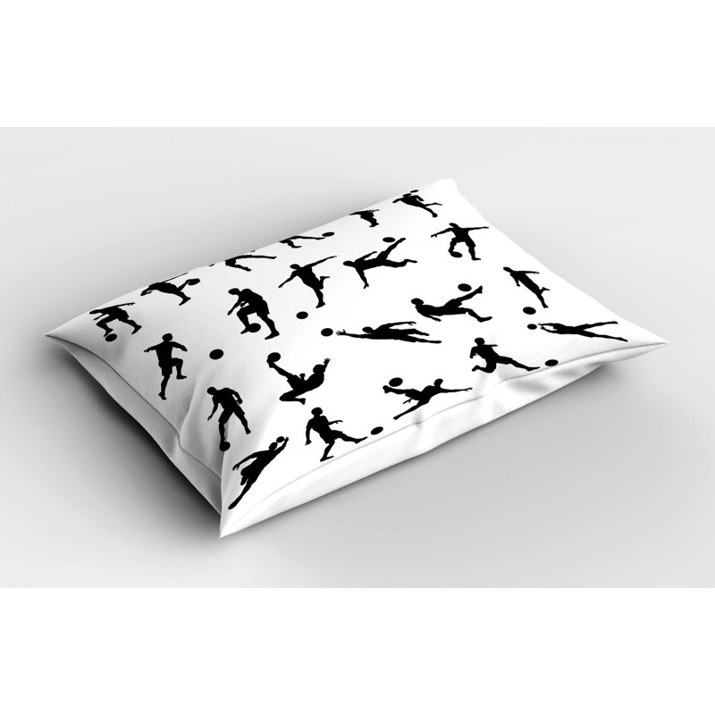 King Size Black and White Soccer Polyester Pillow Sham