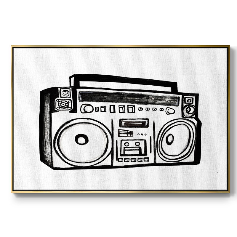 Toile tendue avec châssis Boombox, Encadrement doré, H 27 po x l 41 po x P 2 po