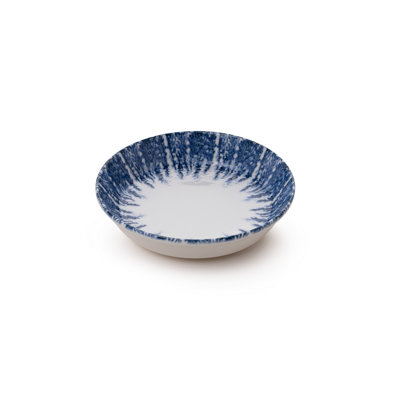 Service de table élégant 18 pièces, porcelaine bleue et blanche | Comprend 6 assiettes de service (9,8 x 9,8 x 1,0 po), 6 bols (5,5 x 5,5 x 1,8 po), 6 assiettes (7,5 x 7,5 x 1,0 po) | Va au lave-vaisselle et au micro-ondes | Parfait pour recevoir et ut