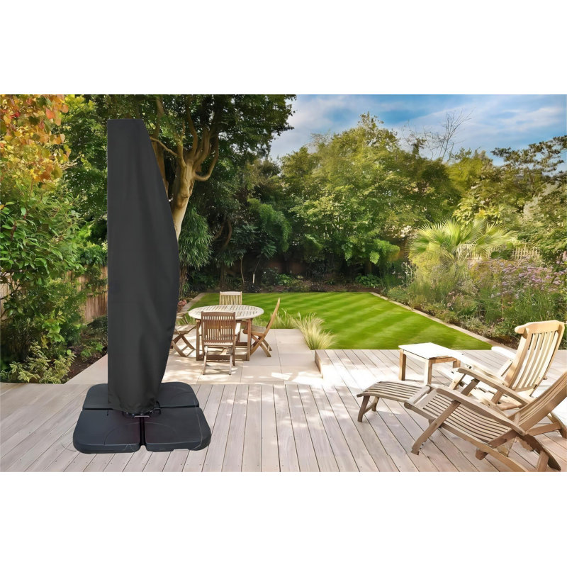Patio Umbrella Cover For 9Ft To 11Ft Offset Umbrella, Water Resistant, Curved Cantilever And Straight Pole Parasol Outdoor Umbrellas Cover With Zipper And Rod