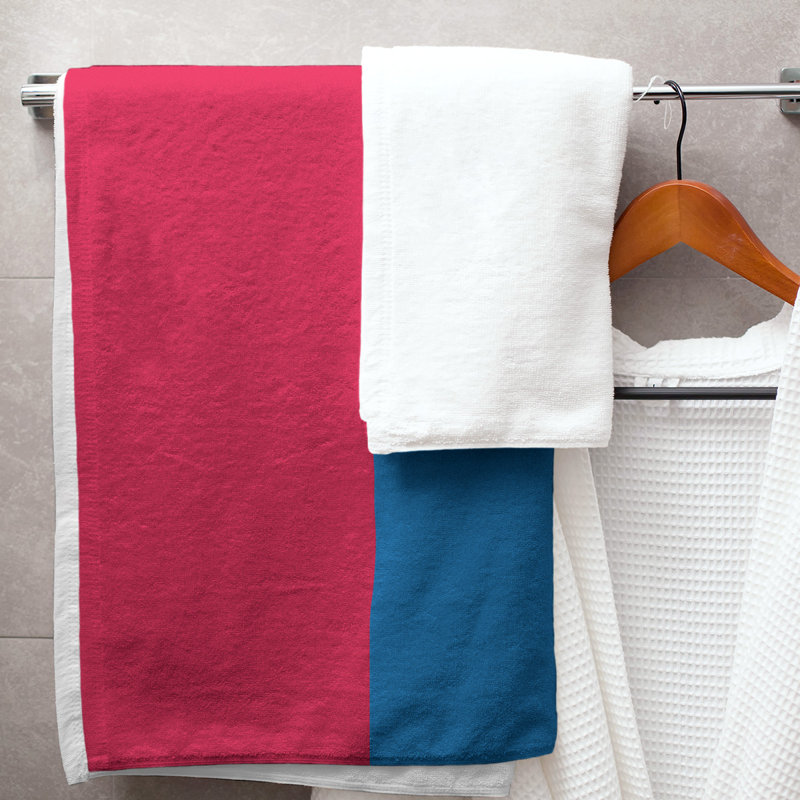 Cotton Blend Lightweight Bath Towel, Red/Blue