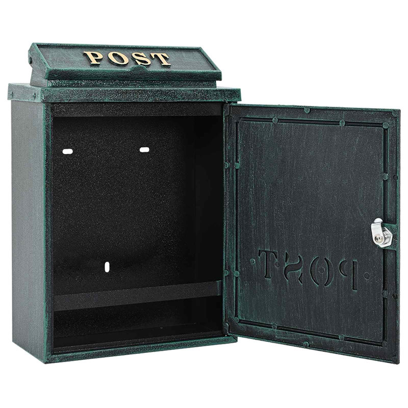 Cast Aluminum Wall Mounted Post Box, Green