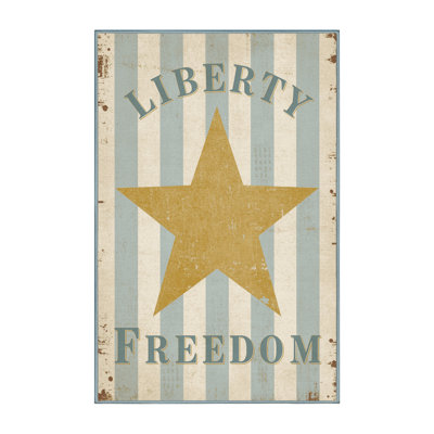 Machine Washable Bucktown July 4Th Modern & Contemporary Abstract Rug in Beige – SkyBlue Binding