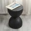 Table d'appoint / de bout ronde 12,2 po - Bois de manguier massif, rétro brûlé - noir-129581398