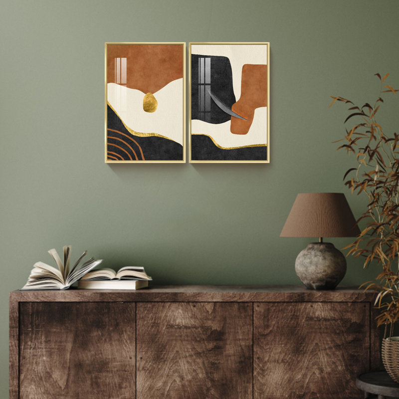 " Boho Art " 2 - Pieces, 24" W x 16" H x 1" D, Gold