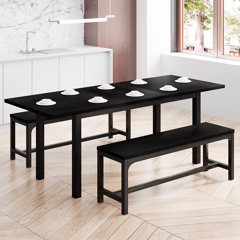 Ensemble de coin-repas Winnah pour 6 personnes, Noir, Noir / Noir