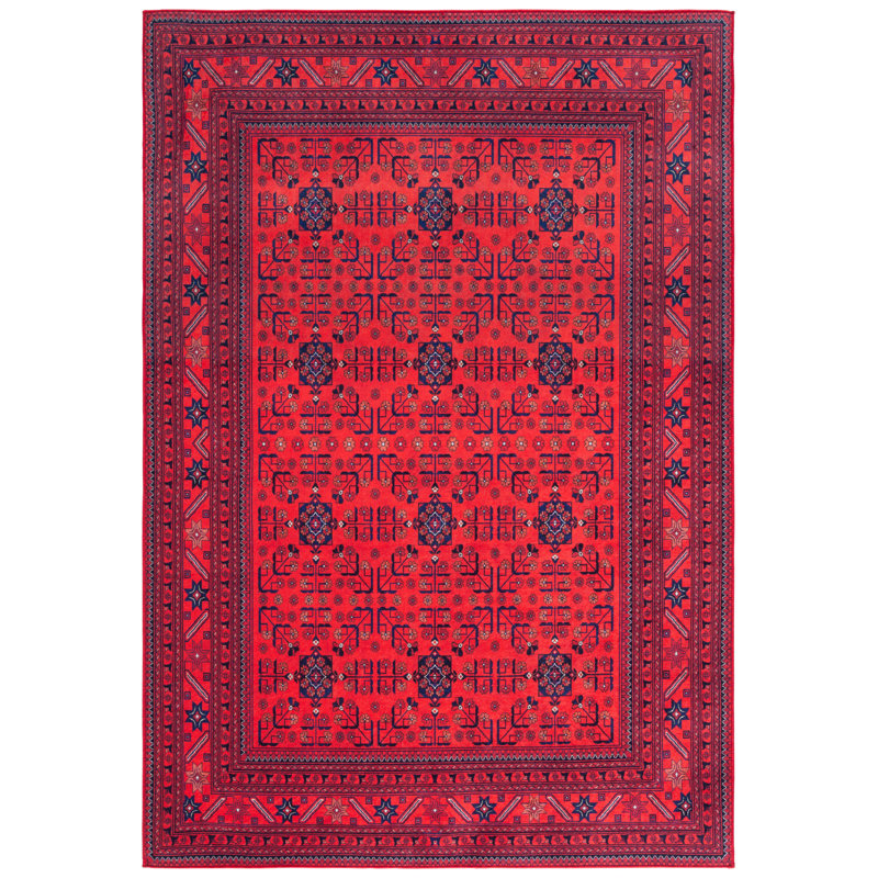Wynna Orlando Felt/Velvet/Laminated Film Machine Washable Southwestern Rug in Red/Black, Rectangle 5'3" x 7'6"