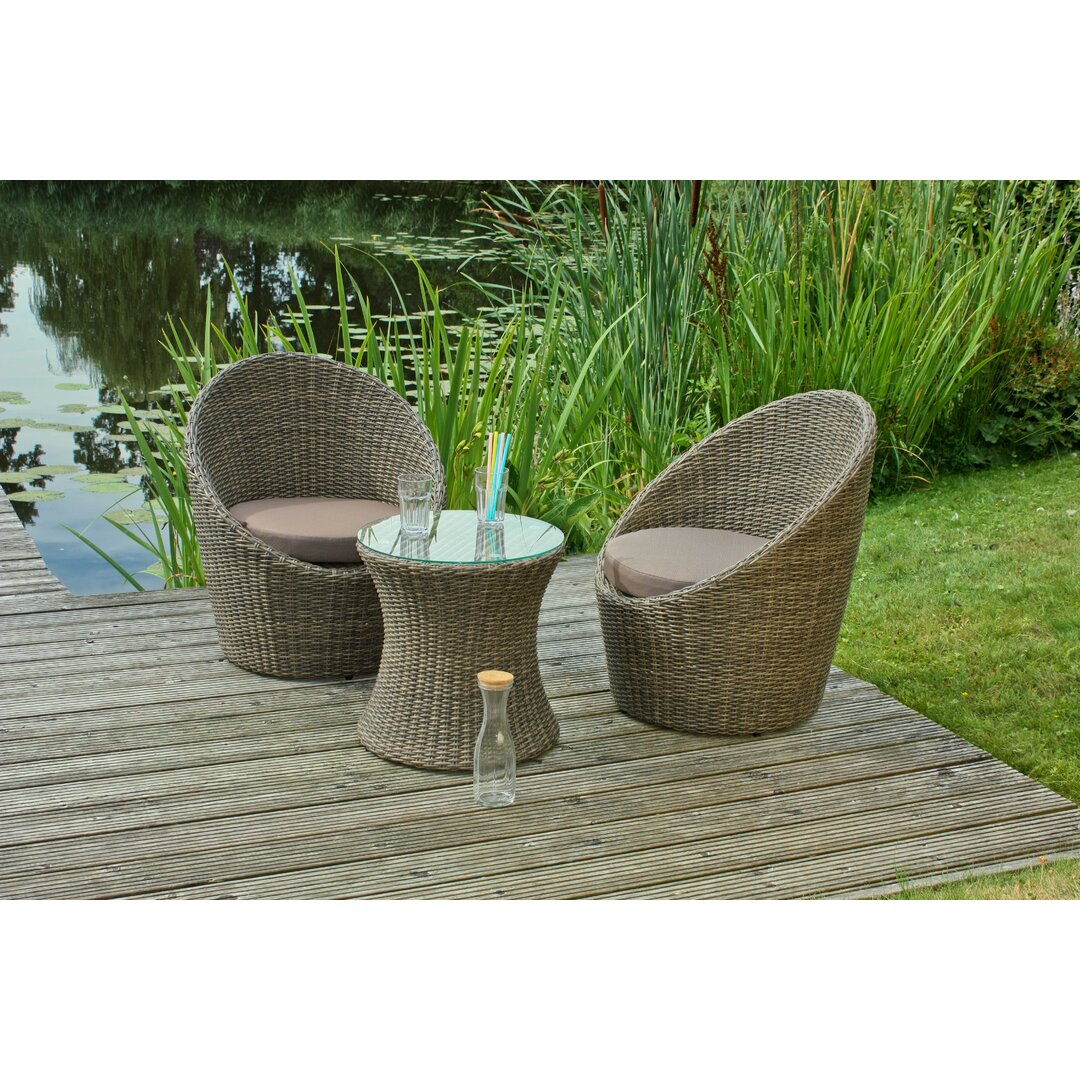 2-Sitzer Lounge-Set Longfellow aus Polyrattan mit Polster