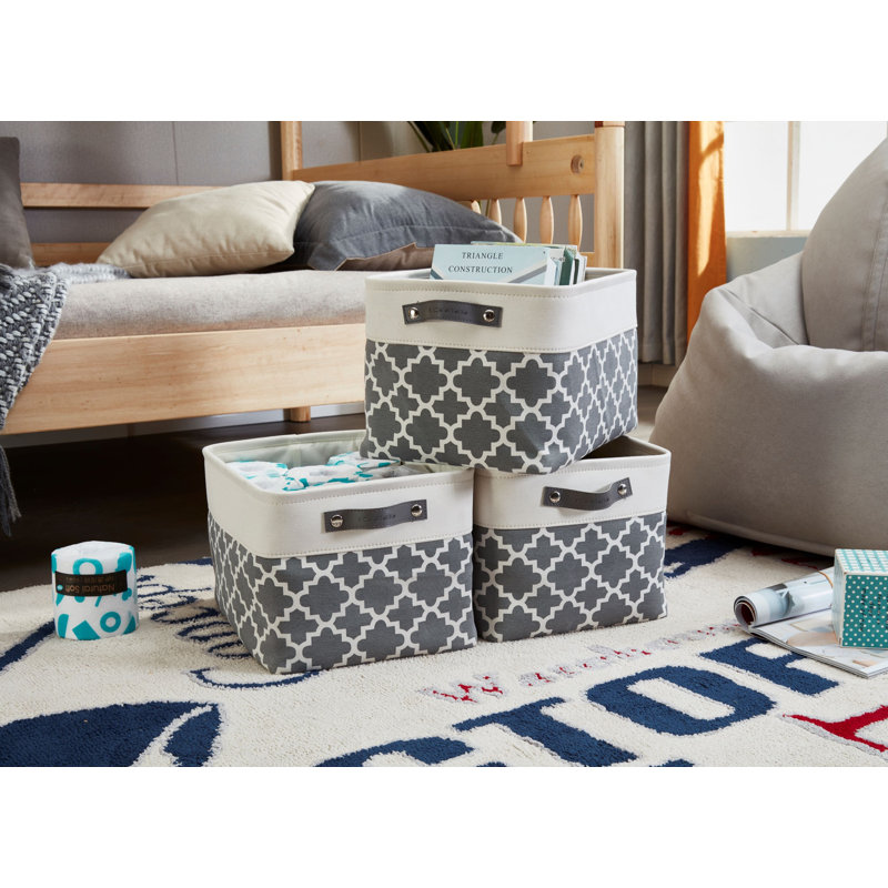 Ensemble de bacs de rangement pliables en tissu, gris, H 9,5 po x l 11 po x P 15 po, 4