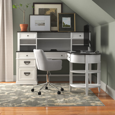 Yazmin L-Shaped Writing Desk w/ 2 Outlets & USB Ports