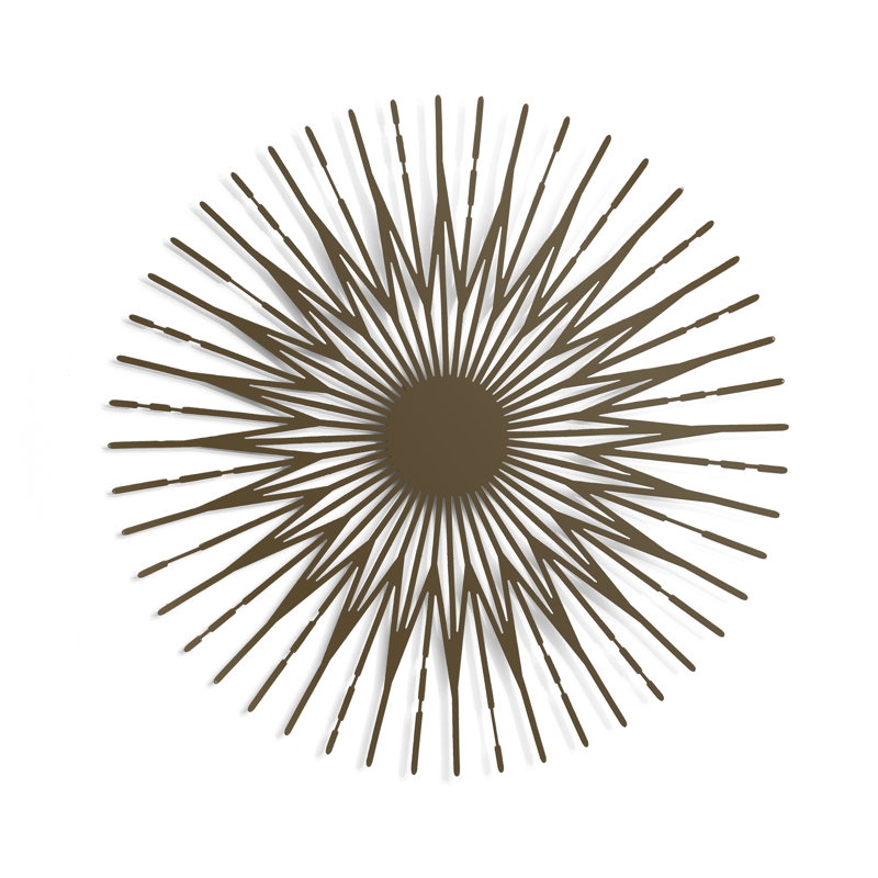 Rayons de soleil, décoration murale en métal, art mural moderne, accent mural (petit, bronze), H 17,7 po x l 17,7 po x P 1 po