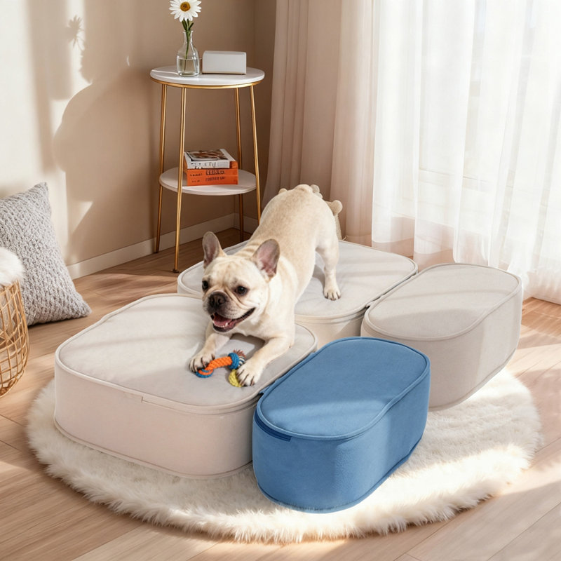 2 étapes convertibles 2 en 1 pour animaux de compagnie, Blanc / Bleu