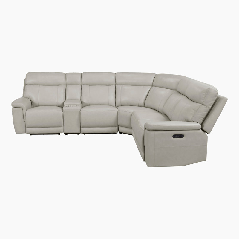 Canapé modulaire inclinable électrique en cuir fleur 6 pièces Amaris