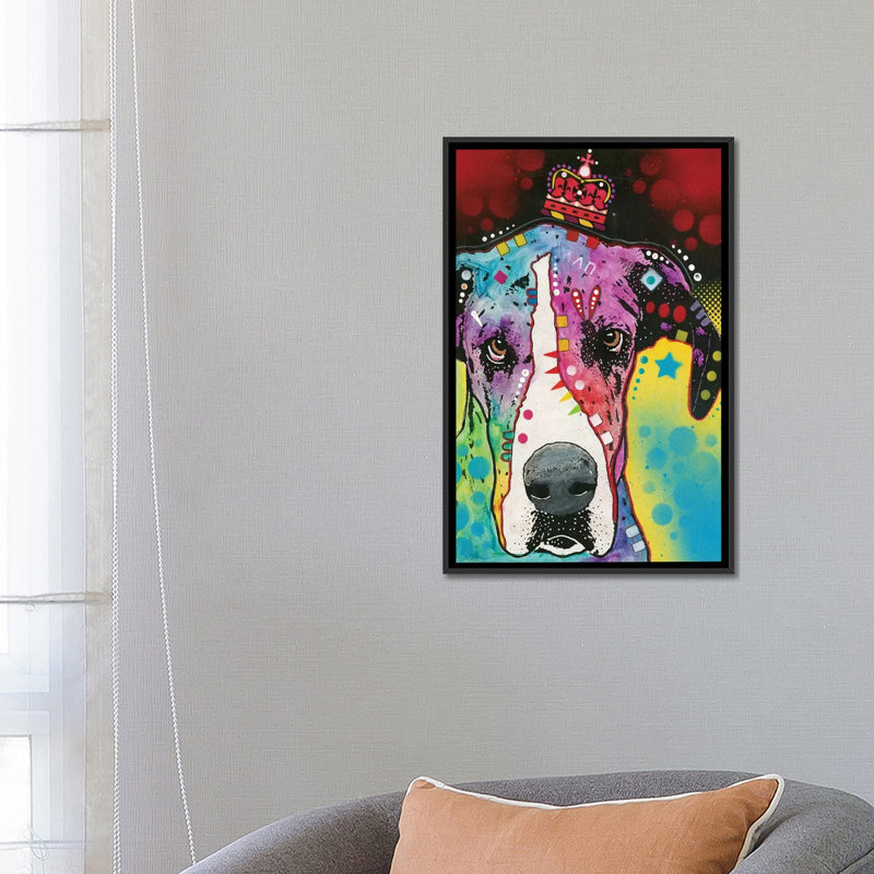 «Great Dane II», impression sur toile, H 26 po x l 18 po x P 1,5 po, Toile avec cadre noir, Pas de tapis