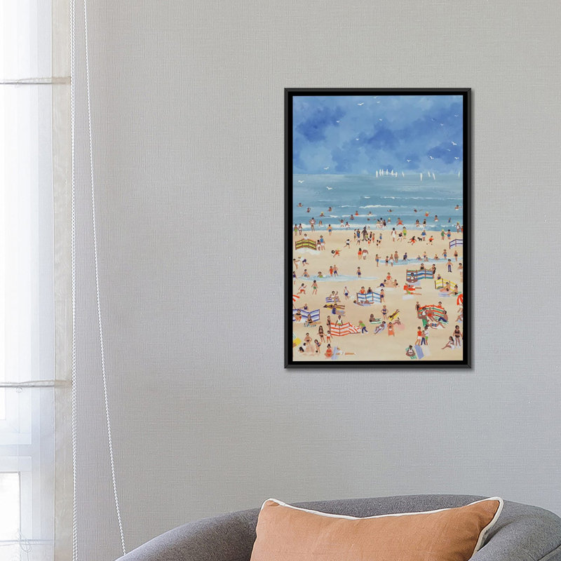 Plage - reproduction d'art mural - toile encadrée, Noir, H 26 po x l 18 po