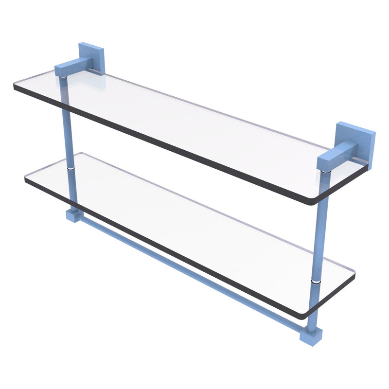Tablette à 2 niveaux avec barre à serviettes Haranu, H 11,7 po x l 22 po x P 5,7 po, Bleu troll plat