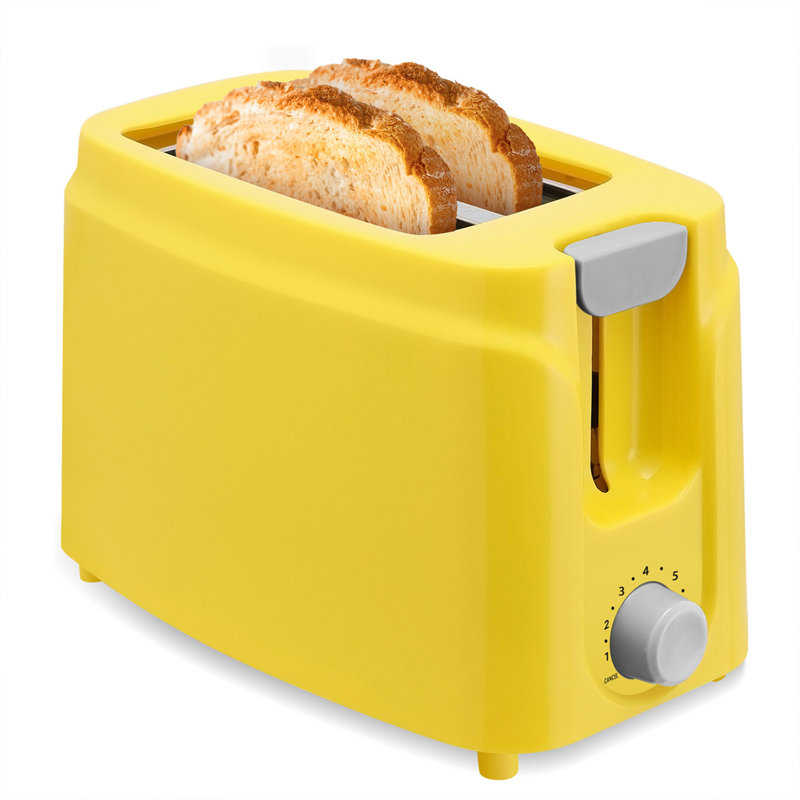 2 Slice Stainless Steel Toaster, LCD Display, Touch Button, 1.13" Wide Slot, Jaune