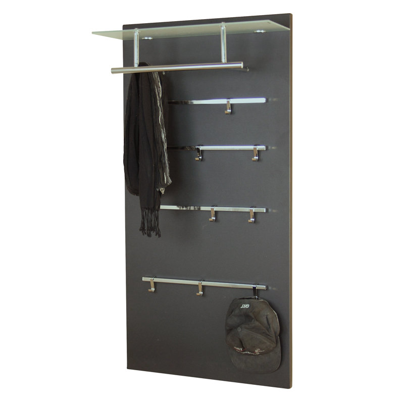 Abeyta 8 - Hook Wall Mounted Coat Rack, Black and Milk