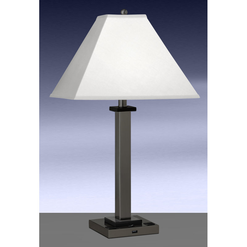 Gunmetal Square Post USB Standard Table Lamp