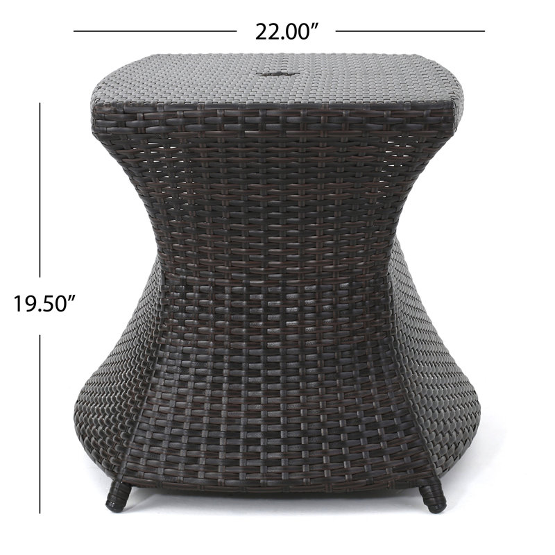 Zyta Rectangular Wicker/Rattan Outdoor Side Table, Brown