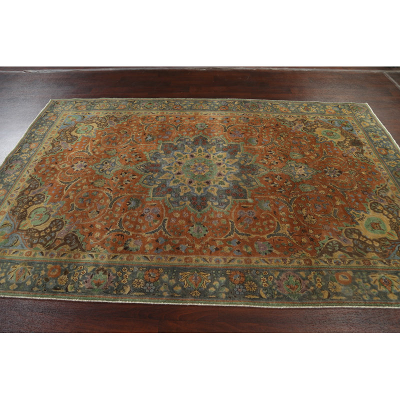 Tapis floral motif persan Tabriz noué à la main 6 x 10