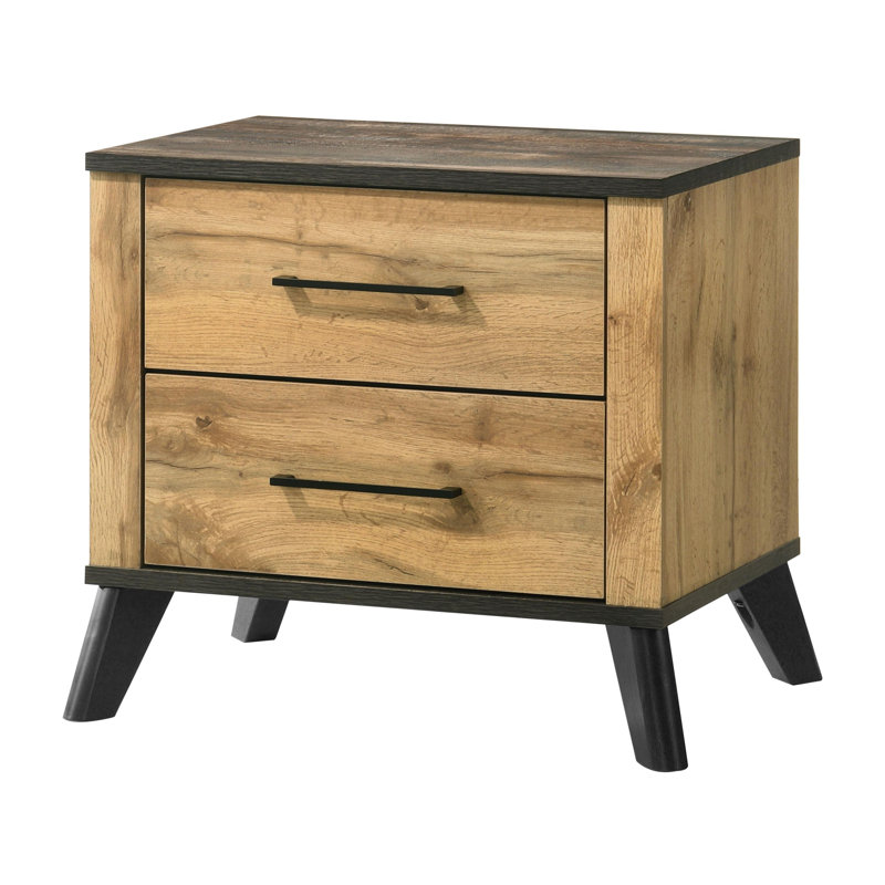 Table de chevet 2 tiroirs Pin naturel