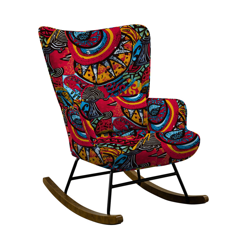 Marita Solid Wood Rocking Chair, Red Sun