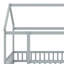 Lit en bois avec structure de toit et garde-corps de sécurité-564506358