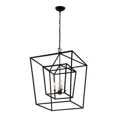 Luminaire suspendu cage en lanterne ouverte 4 lumières Labarre