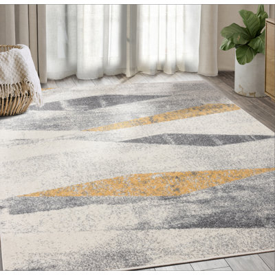 Tapis gris / beige / jaune Braziel