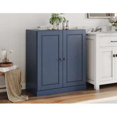 Palace Imports 100% Solid Wood Short Bathroom Linen Cabinet with Doors & Drawers, Adjustable Shelves, Modular Bathroom & Laundry Storage Cabinet, 32" W x 35.75" H