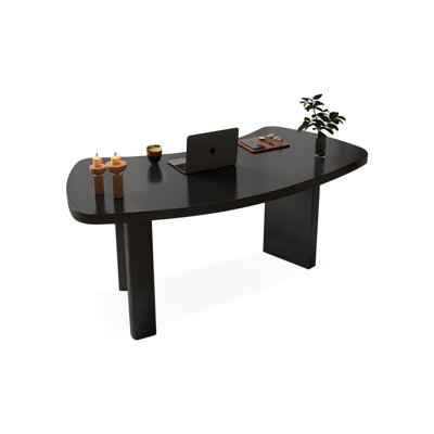 Bureau d'écriture en bois massif noir courbé