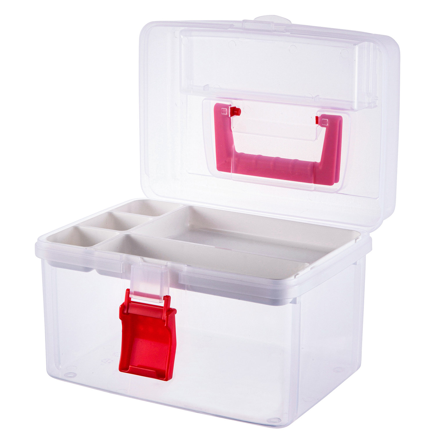 3-Layer Stackable Craft Storage Containers - Clear Plastic Craft Box Organizer with 30 Adjustable Compartments and Handle - Portable Beads Organizers