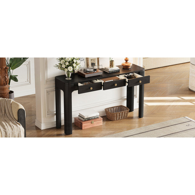 Console rustique avec coins arrondis, Noir