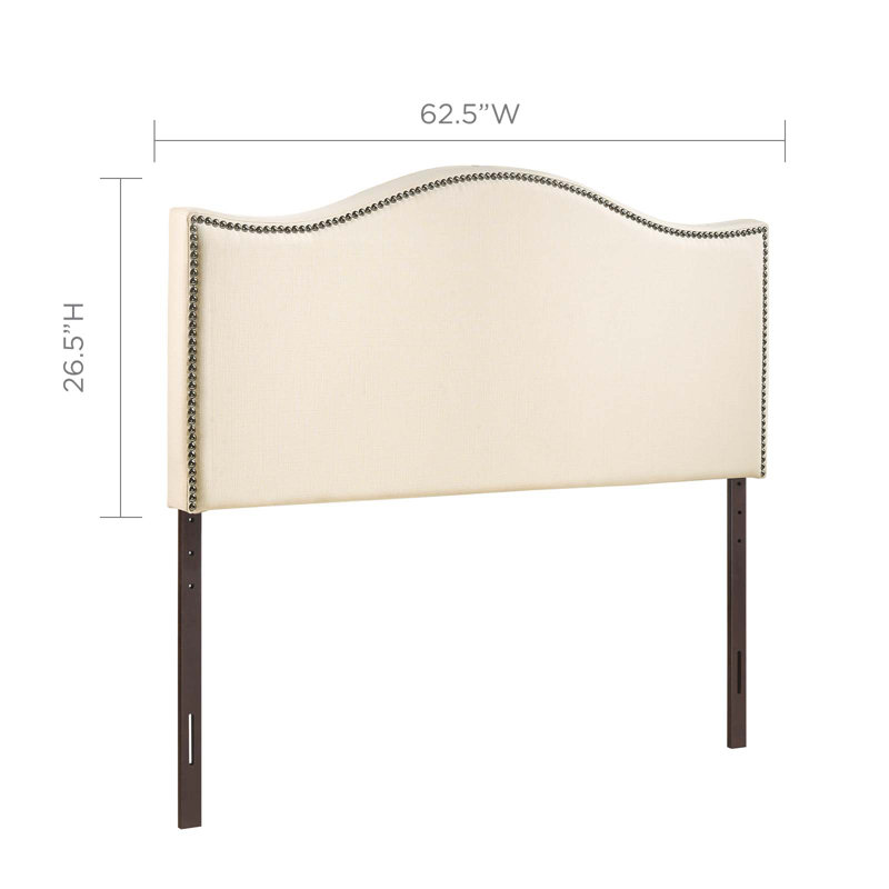 Curl Nailhead Upholstered Headboard, Ivory, Queen, Ivory