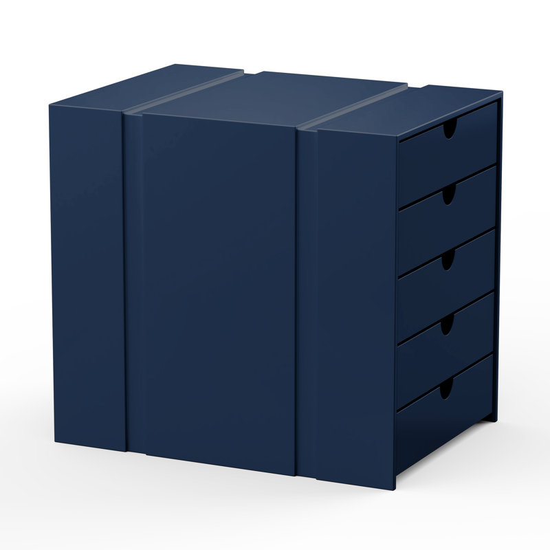 File Cabinet Shelf Organizing Box Settrays 5 Drawers Closed, Blue