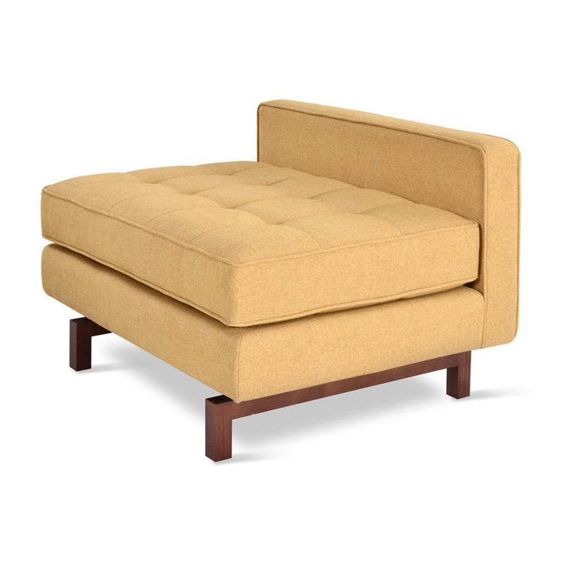 Méridienne Jane 2, Sergé de performance argent Bayview, Noyer