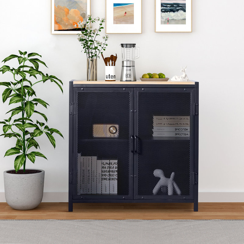 Armoire d'appoint Mendler, Naturel/noir