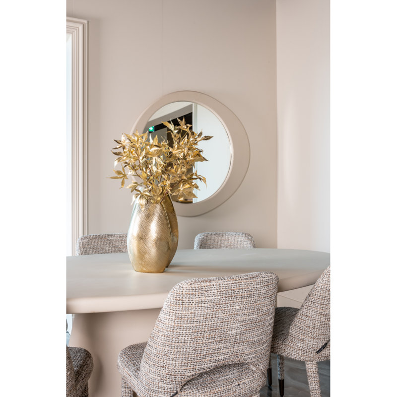 Miroir ovale en bois manufacturé, Beige