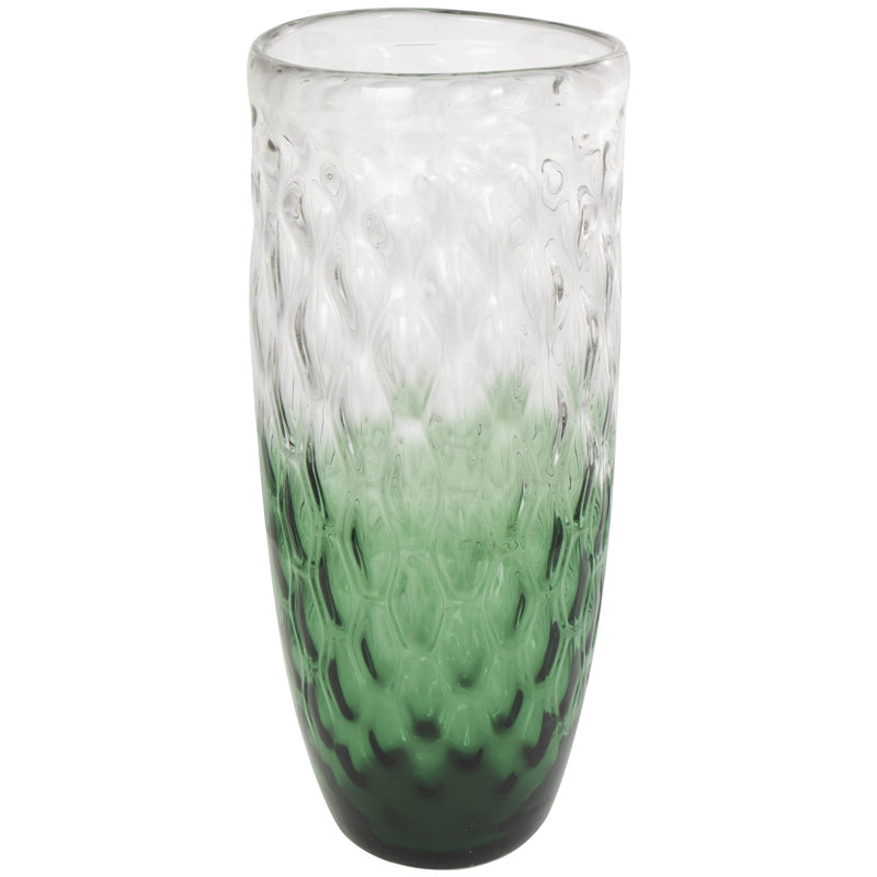 Vase en verre, H 24 po x l 10,15 po x P 10,2 po, Vert