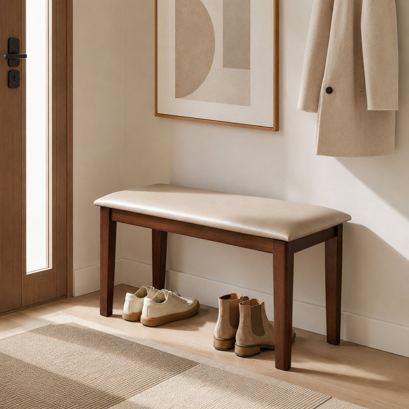 Banc rembourré en bois massif l 31 po