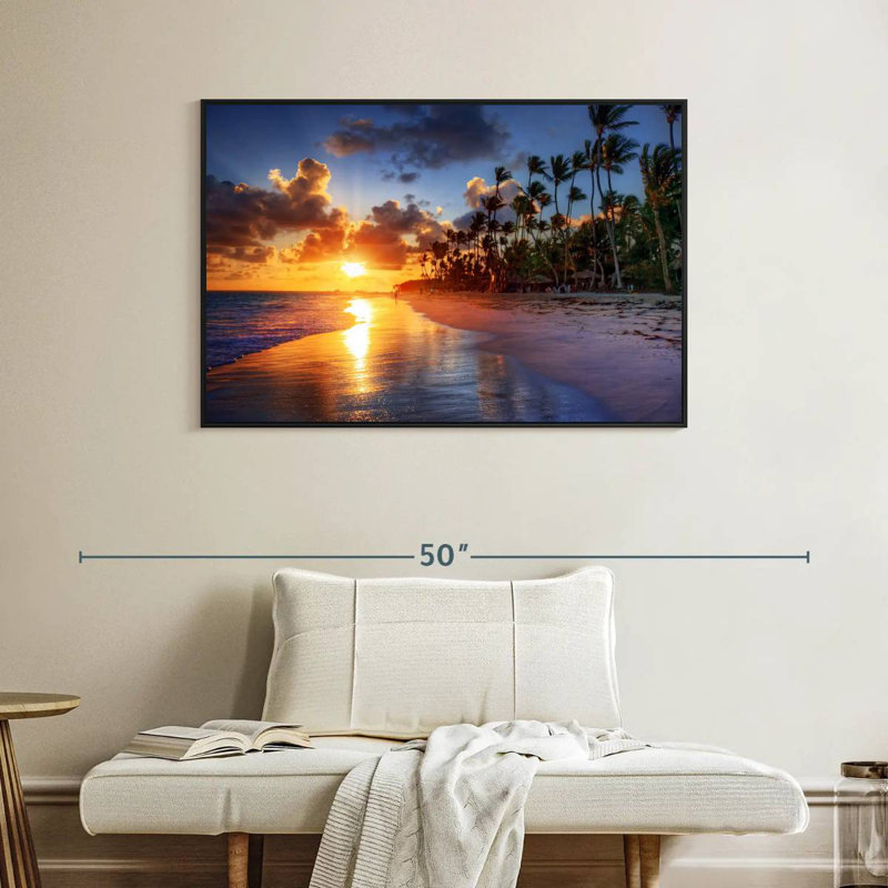 Le matin à Cancun Tommen, Cadre flottant noir, 40 po x 27 po
