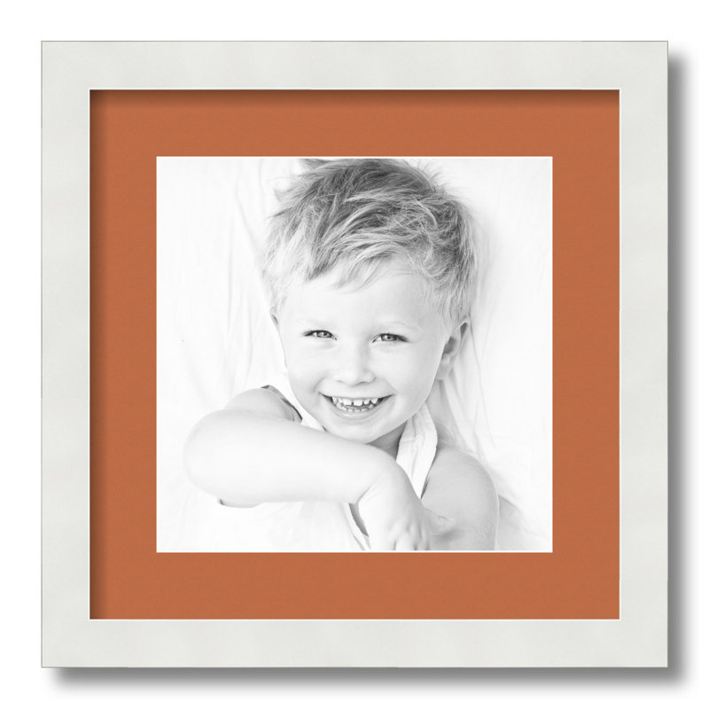 White Matte Picture Frame with Mat, Red/Orange