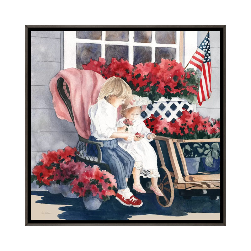 « 4th of July parade » par Carol Robinson, reproduction d’art, Toile encadrée de bois rustique foncé, Pas de tapis