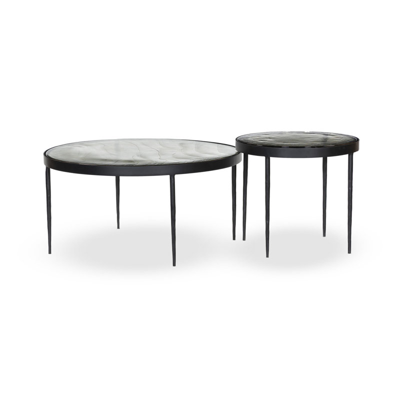 Yoko Nesting Coffee Table, Clear Cast Glass