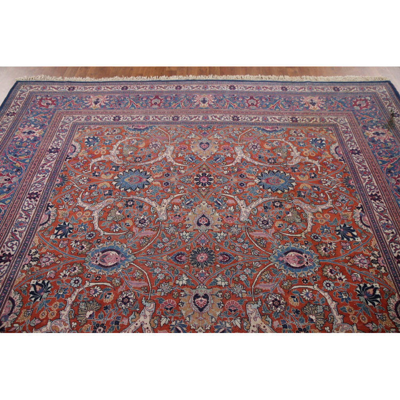 Tapis traditionnel à teinture végétale pré-1900 9 x 12