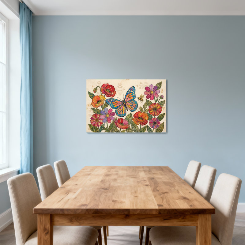 Animaux, motif de fleurs, abeilles et jardin, H 24 po x l 36 po