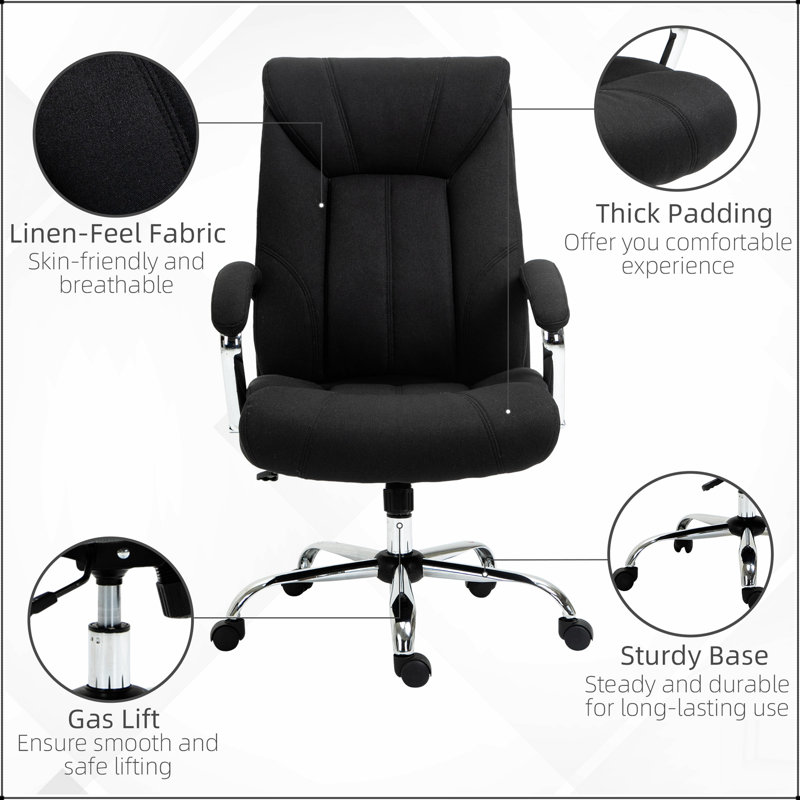 Chaise de bureau à haut dossier, chaise de bureau d'ordinateur avec support lombaire et hauteur réglable