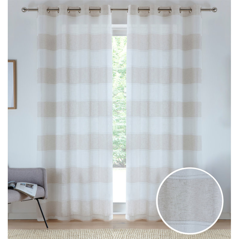 Reviel Sheer Curtain Pair, 140cm Width x 183cm Drop, Natural